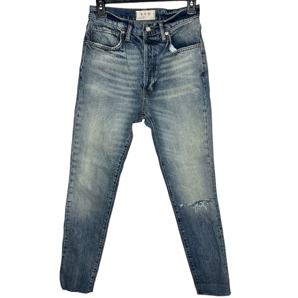 We The Free High-Rise Hidden Button Fly Ankle Crop Raw Hem Women’s Jeans Sz 27